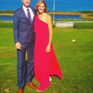 Lulus Angelic Way Red one shoulder red maxi dress